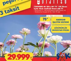 DİJİTSU 75DS9800 4K ULTRA HD 75 İNÇ 190 EKRAN UYDU ALICILI ANDROİD SMART LED TV AKILLI TELEVİZYON